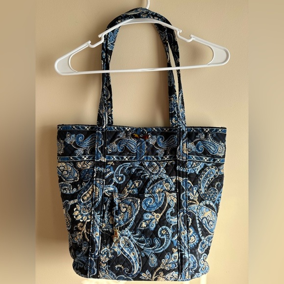 Vera Bradley Handbags - Vera Bradley Windsor Navy Quilted Villager Tote Double Shoulder Strap *Retired*